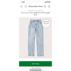 Abercrombie Curve Love Ultra High Rise 90s Straight Jean